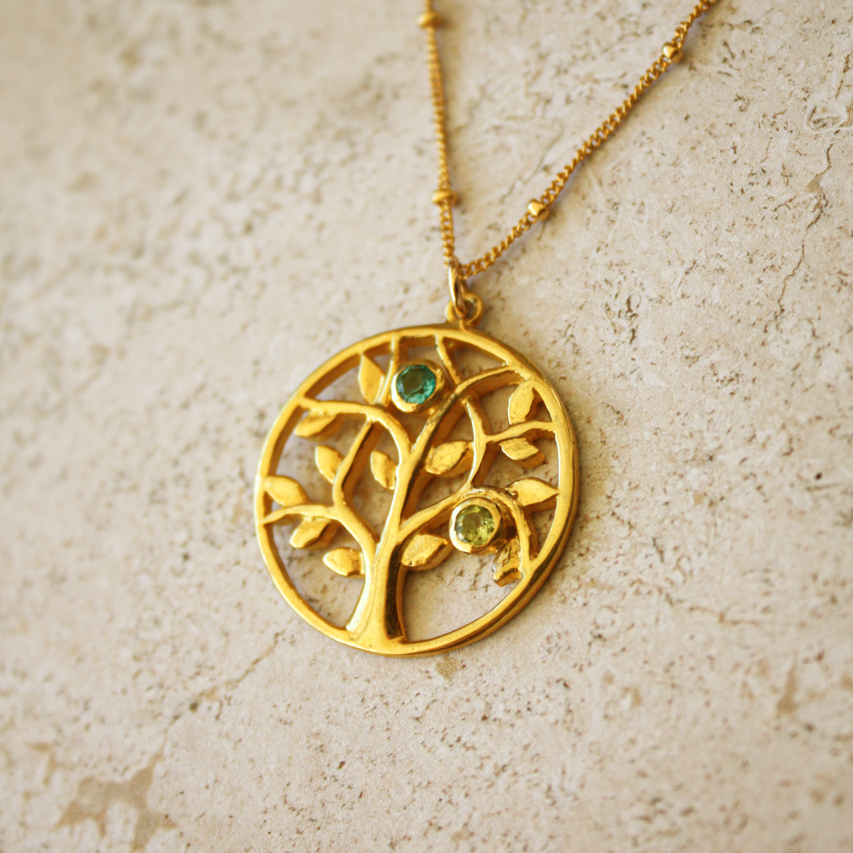 July Birthstone Dancing Tree of Life Pendant, With Oil Diffusing Lava Stone, on sale 1.5 Inches