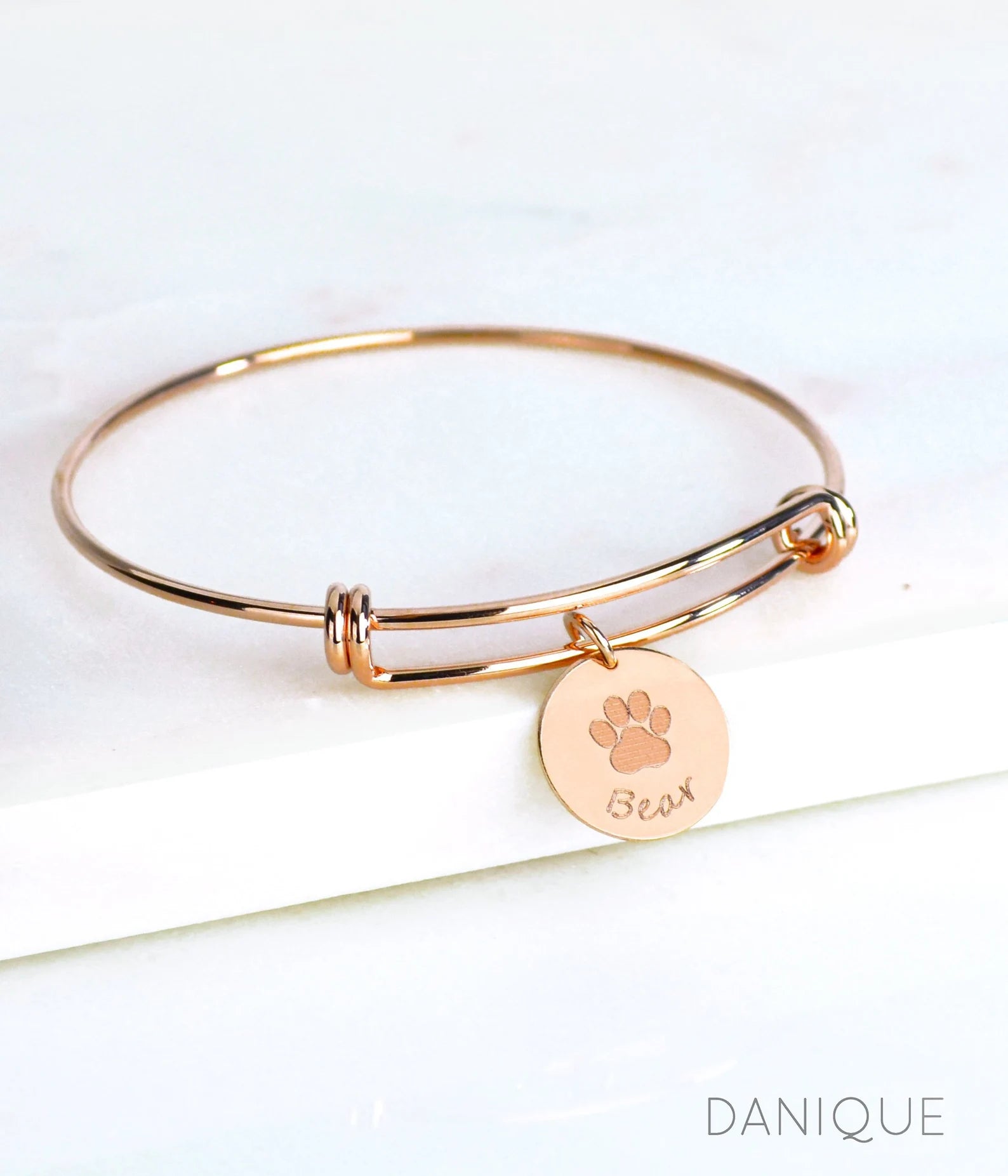 Personalized Paw Print Bangle Bracelet