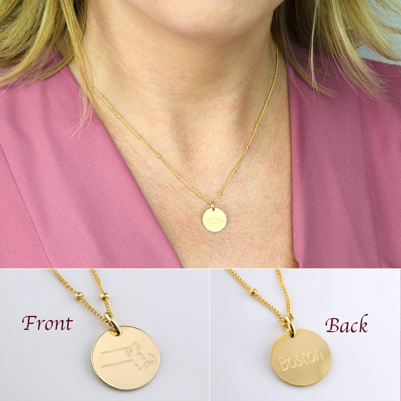 Personalized State Disc Pendant Necklace