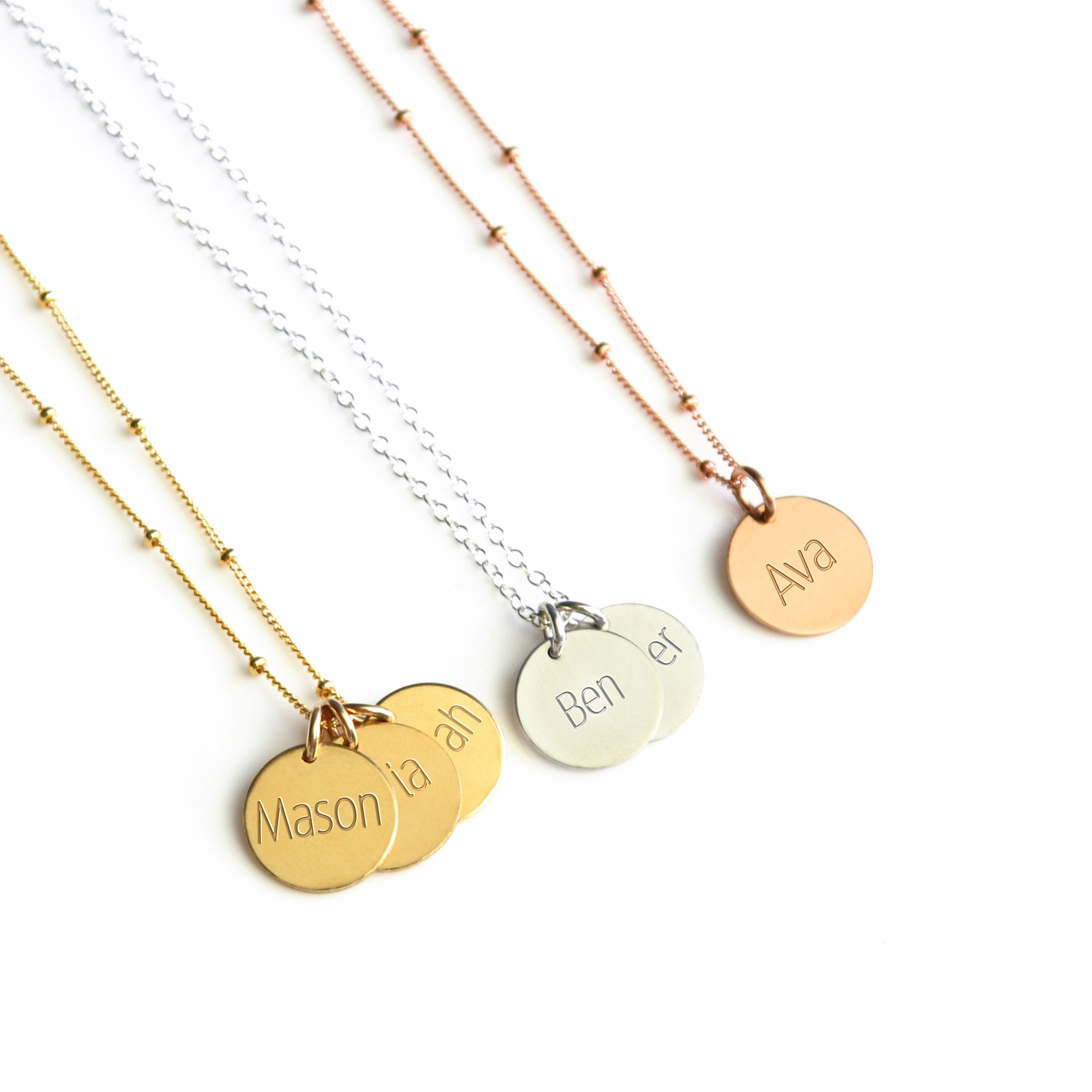 Store Gold Disk Necklace / Initial Disc Necklace / Personalized Disc Necklace Customized Bridesmaid Gift, 14k Solid Gold Unique Christmas gift