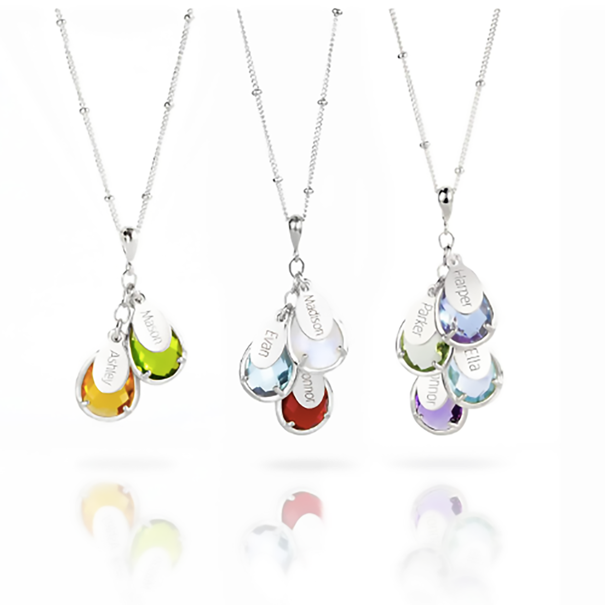 "The Danique Necklace" Mother's Cascade Necklace with Kid's Name and Birthstones