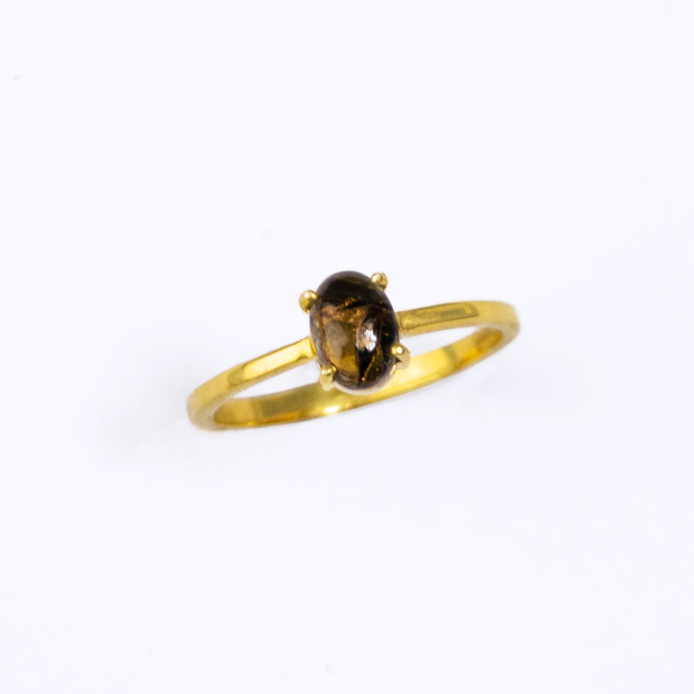 a prong set Oval natural Black Copper Obsidian cabochon ring. 18K Vermeil Gold Prong Black Copper Obsidian  Ring, Celestial Jewelry, Star Jewelry, Bridal Jewelry, Black Star Sapphire Oval Solitaire Ring, Dainty Gold Stacking Ring Gift for Her. Birthstone Ring