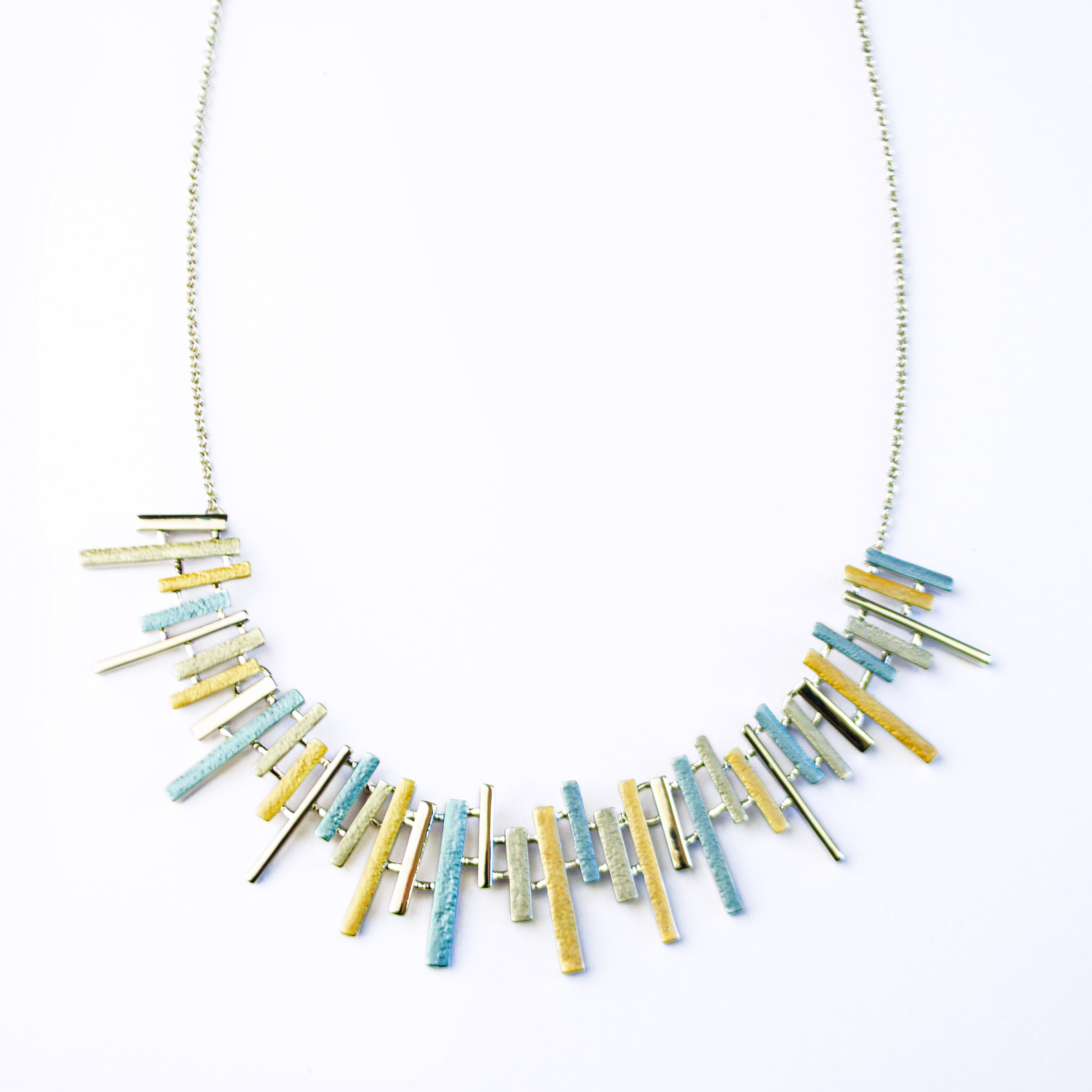 Sun Shine Necklace, geometric sun, turquoise sold necklace