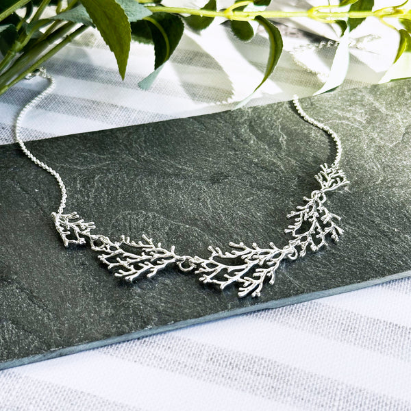 Silver Branch Necklace, shops Twig And Leaf Necklace, Sterling Silver Twig Necklace, Silver Tree Necklace, Leaf Branch Pendant Necklace