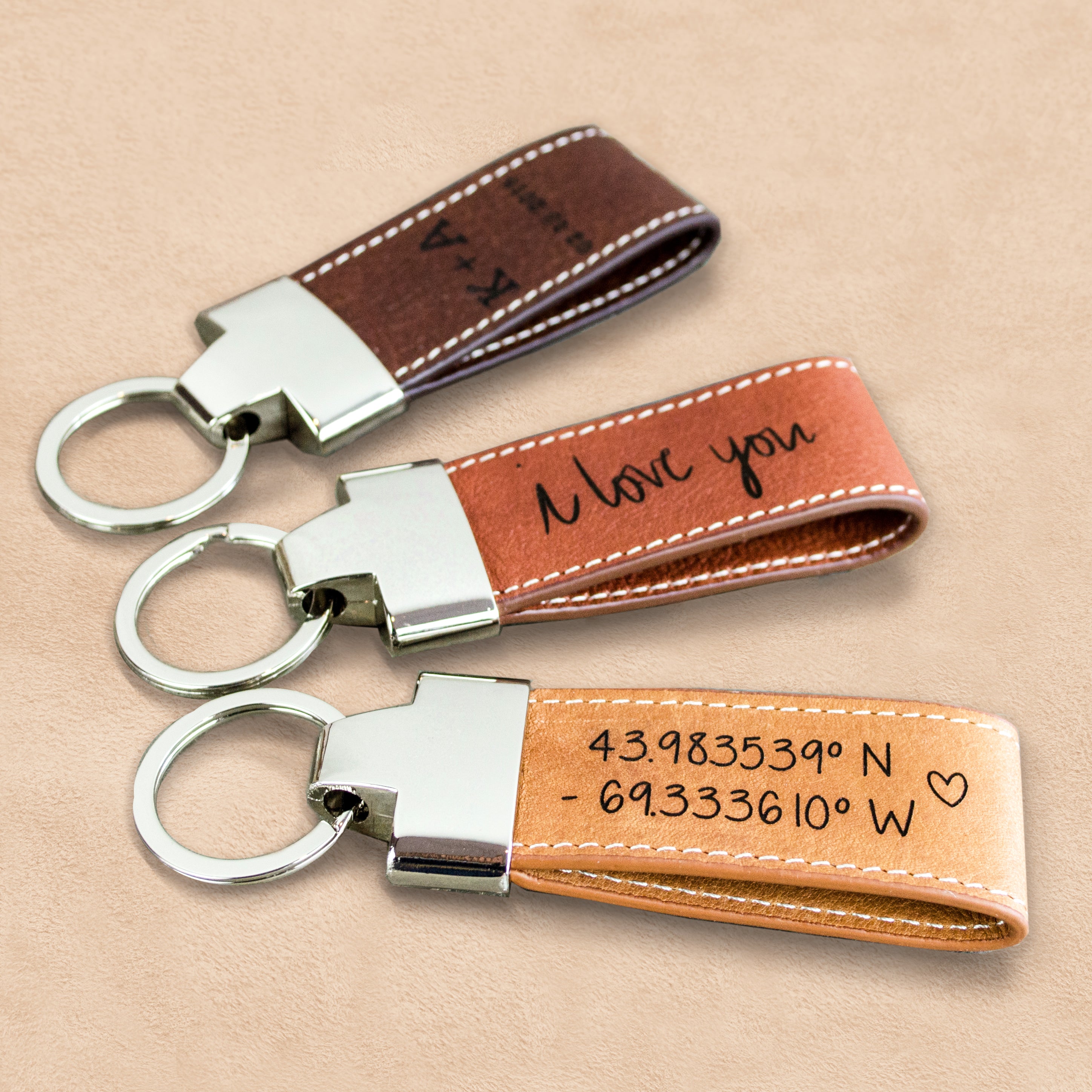 Personalized Large Leather Keychain Loops