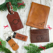 Shop our full leather accessories collection including passport holders, luggage tags, wallets, card holders, and key chains.