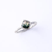 Diamond Shape Moss Agate Ring