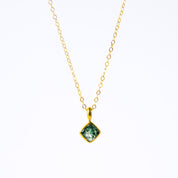 Moss Agate Diamond Shape Necklace