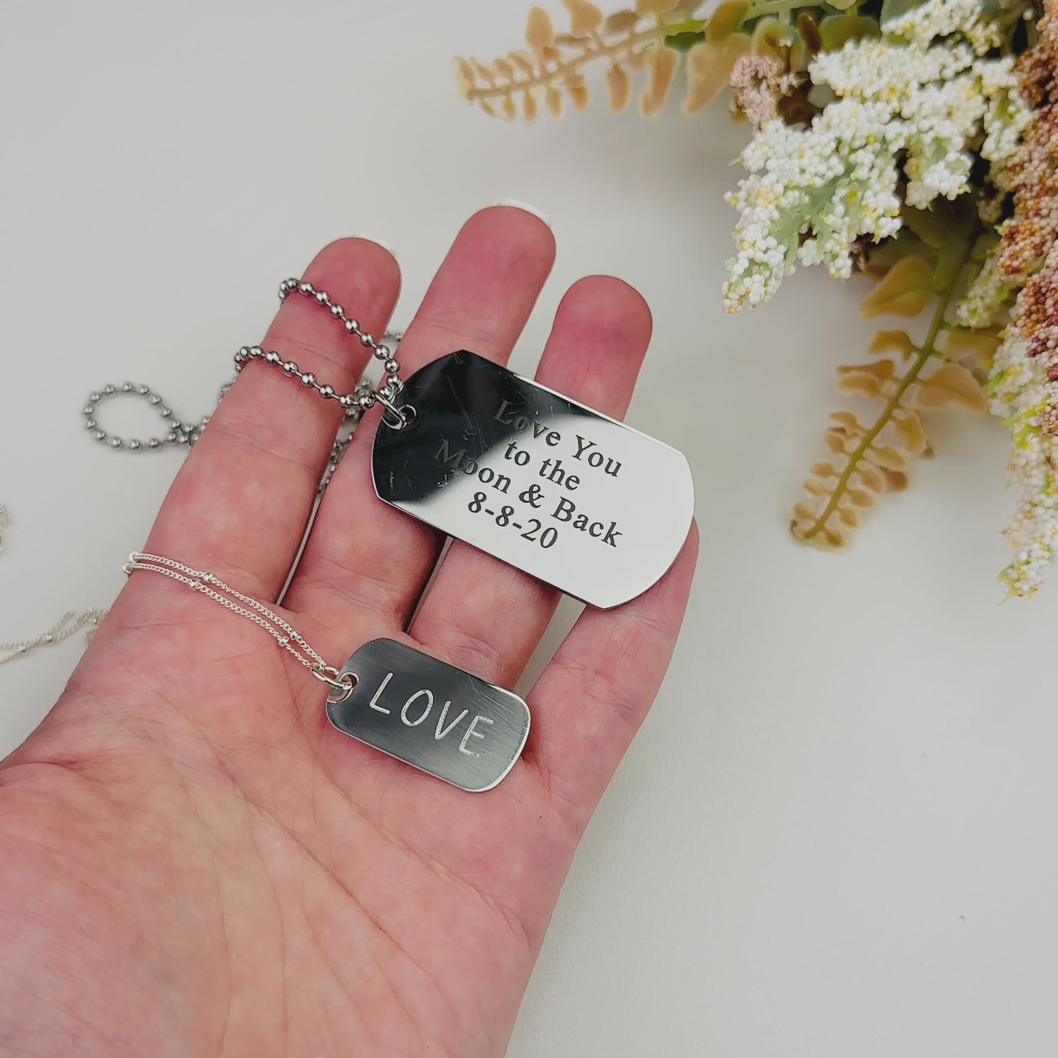 Personalized Dog Tag Necklace, Custom Traditional Military Style Jewelry