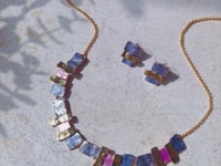 Boho Style Geometric Squares Necklace & Earrings Set