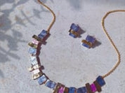 Boho Style Interlocking Squares Necklace and Earring Set