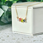 Custom Mom Multi-Stone Rectangular Cabochon Necklace