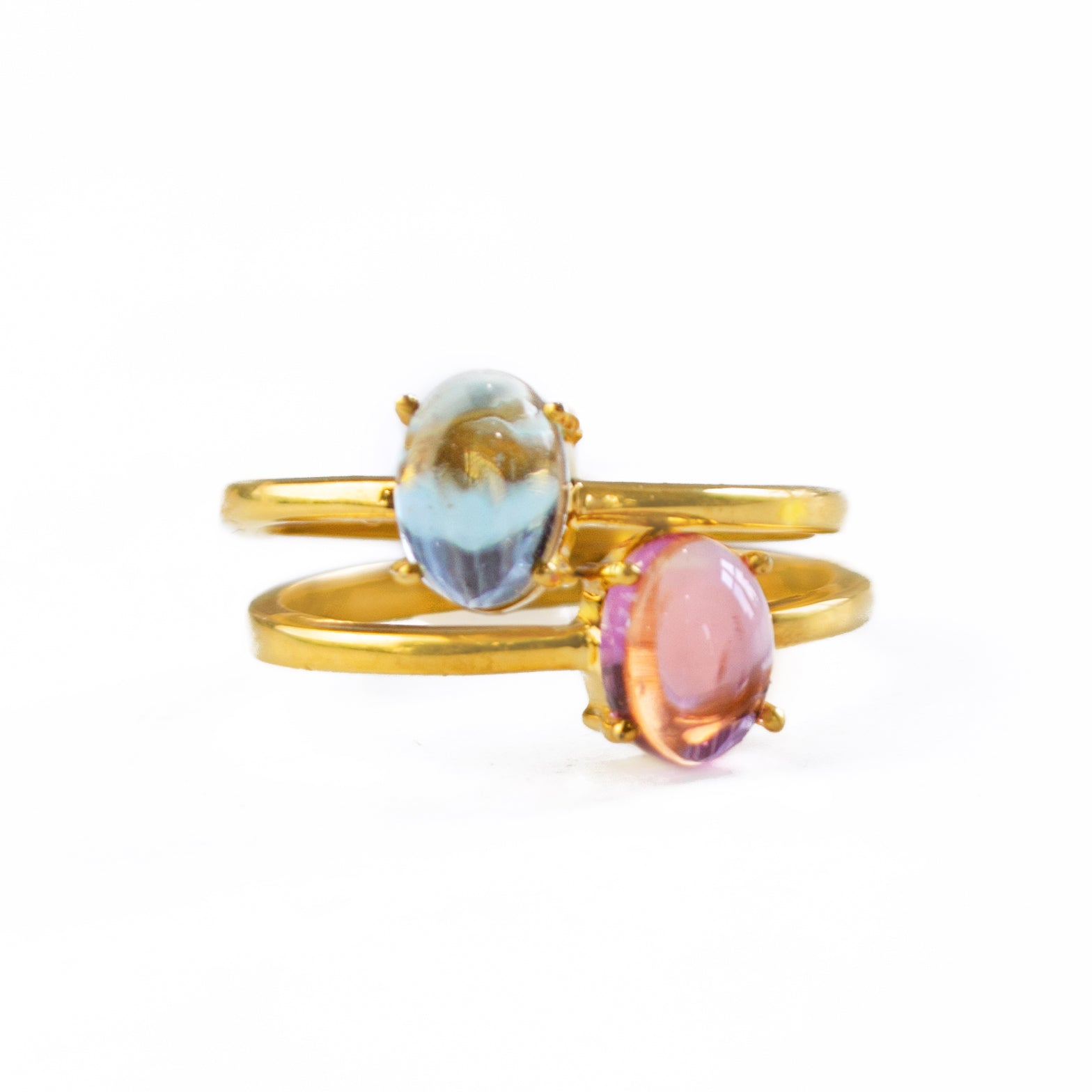 Stackable Prong-Set Cabochon Birthstone Rings