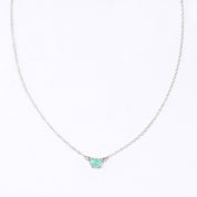 Horizontal Oval Cabochon Prong-Set Birthstone Necklace