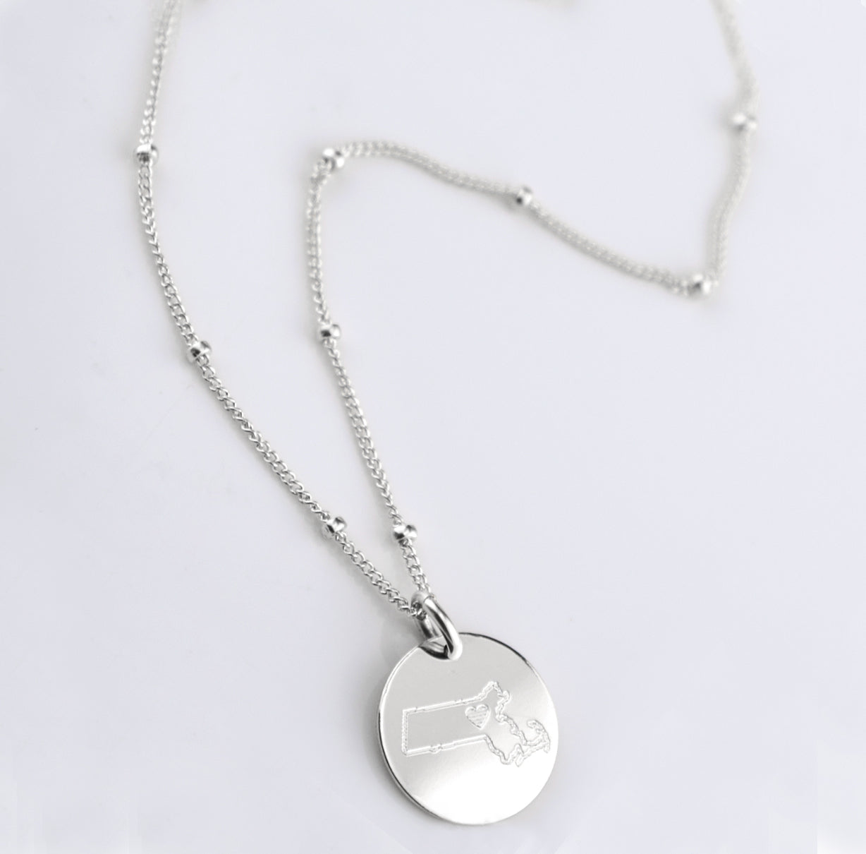 Personalized State Disc Pendant Necklace