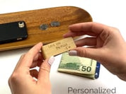 wooden money clip with custom monogram, name, or laser engraving text engraving or actual handwriting 6 Wood Color Options are available: walnut, Afromosia, Ebony, birch,mahogany, cedar.
Great personalized gift for him, husband, boyfrien, dad, or grandpa. Great gift for Christmas, Father's Day, Anniversary