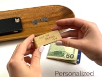 wooden money clip with custom monogram, name, or laser engraving text engraving or actual handwriting 6 Wood Color Options are available: walnut, Afromosia, Ebony, birch,mahogany, cedar.
Great personalized gift for him, husband, boyfrien, dad, or grandpa. Great gift for Christmas, Father's Day, Anniversary