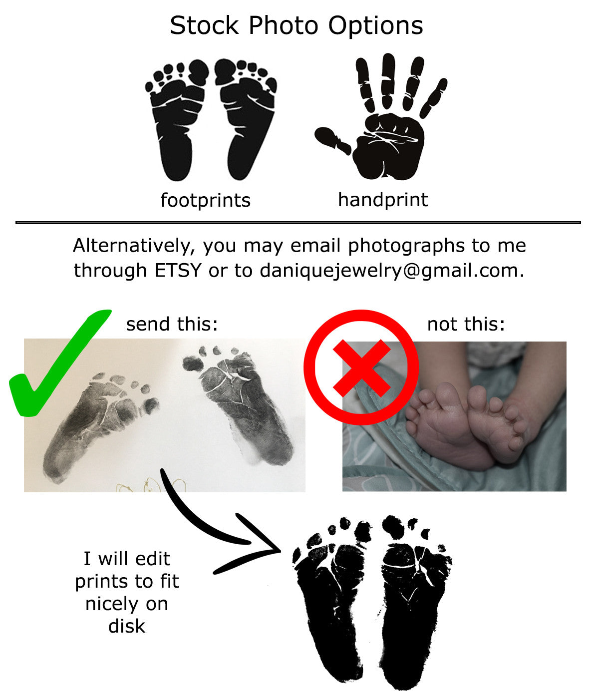 Actual Footprint or Handprint Keychain