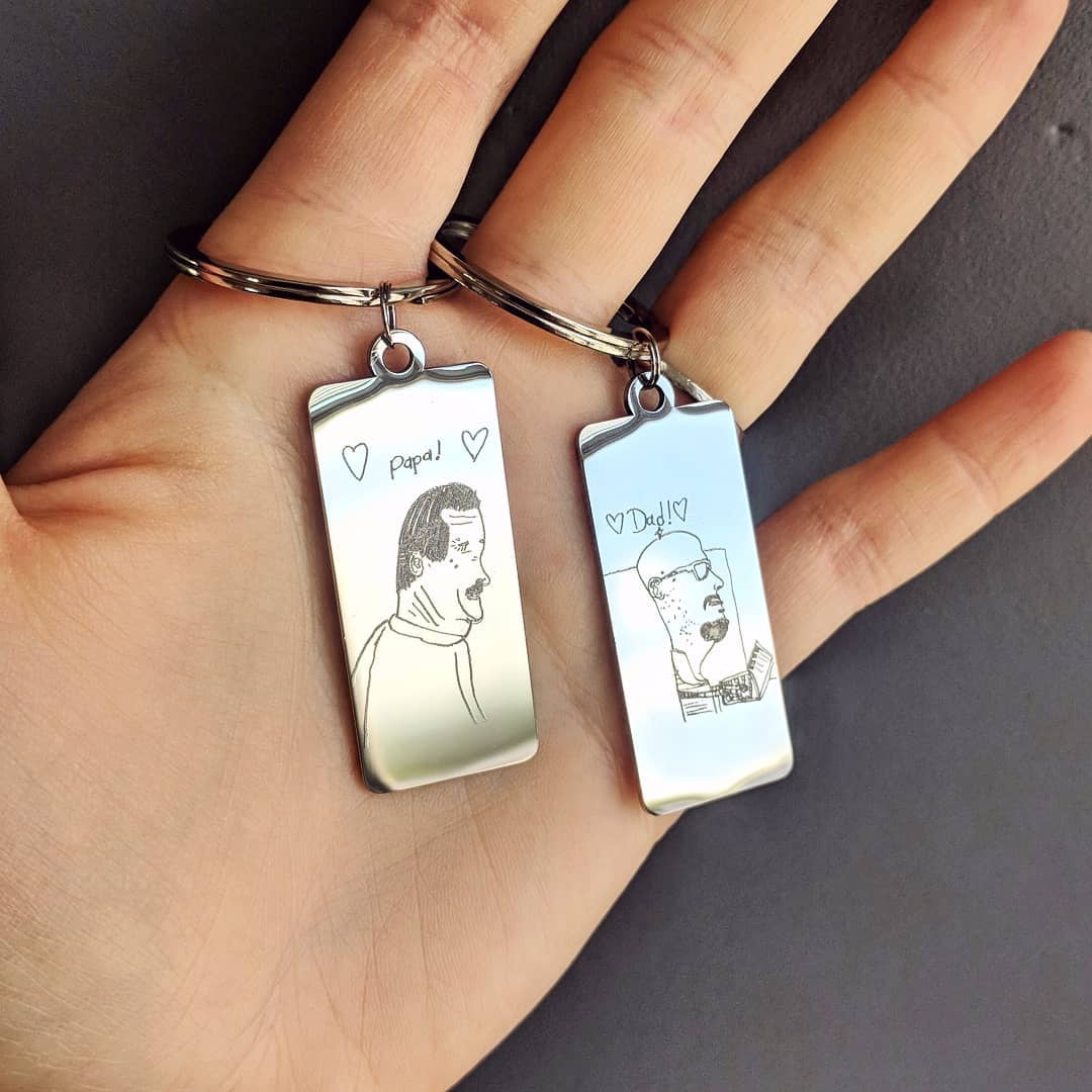 High Quality Personalized Drawing or Signature Keychain, Medium Rectangle