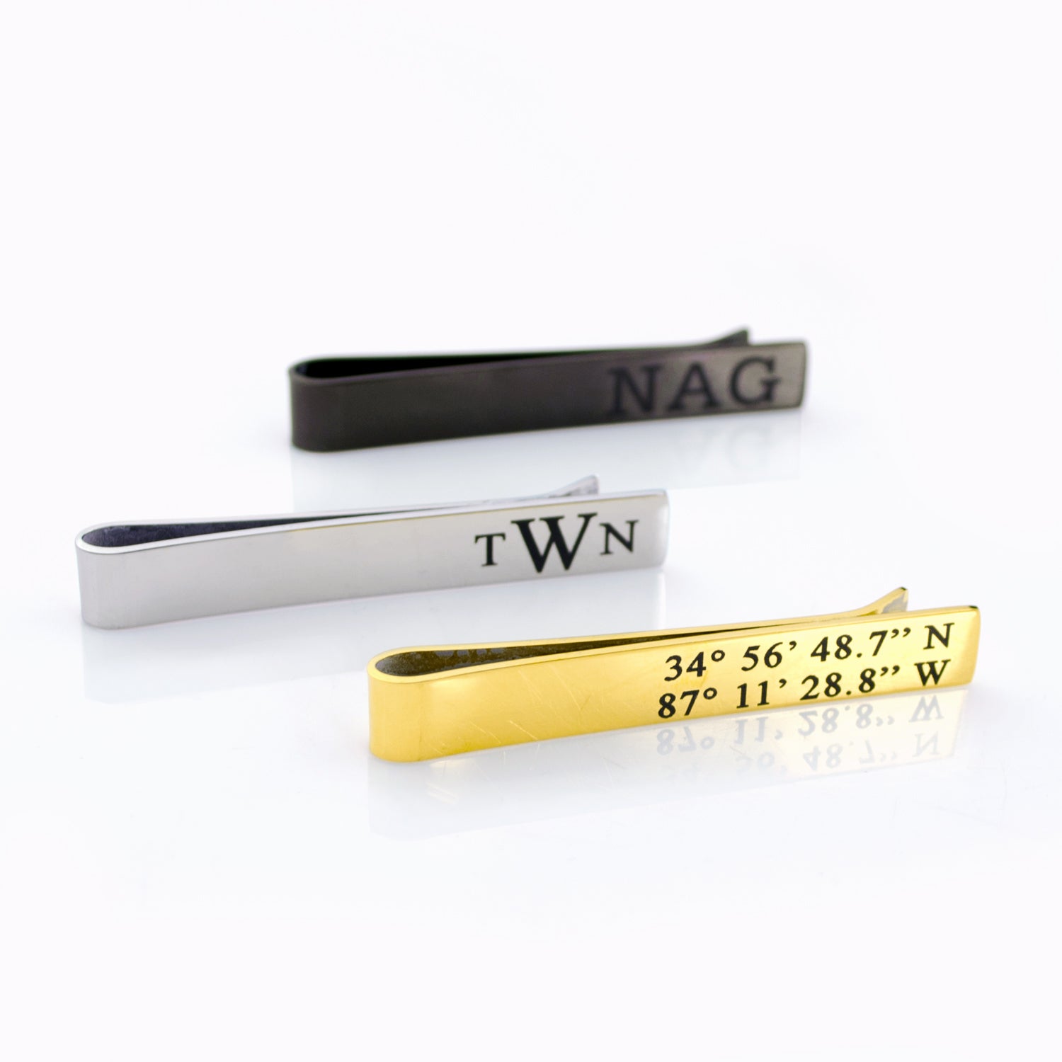 Custom Tie Clip metal: gold, black, silver Personalized Engraving