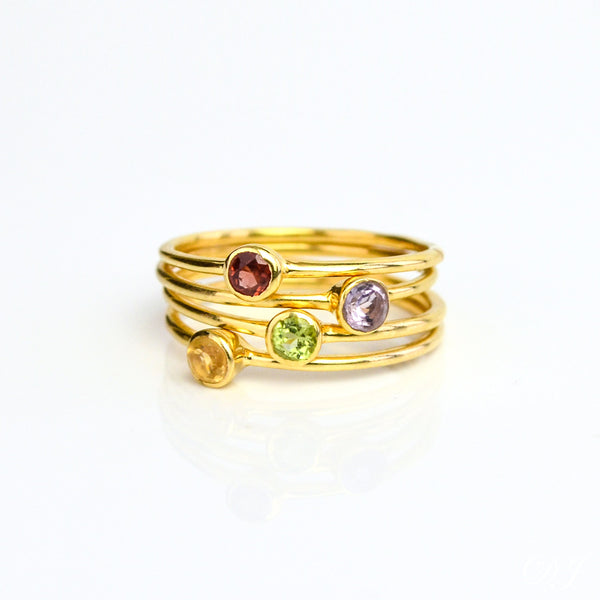 Tiny Stacking Mother's Birthstone Rings - Danique Jewelry