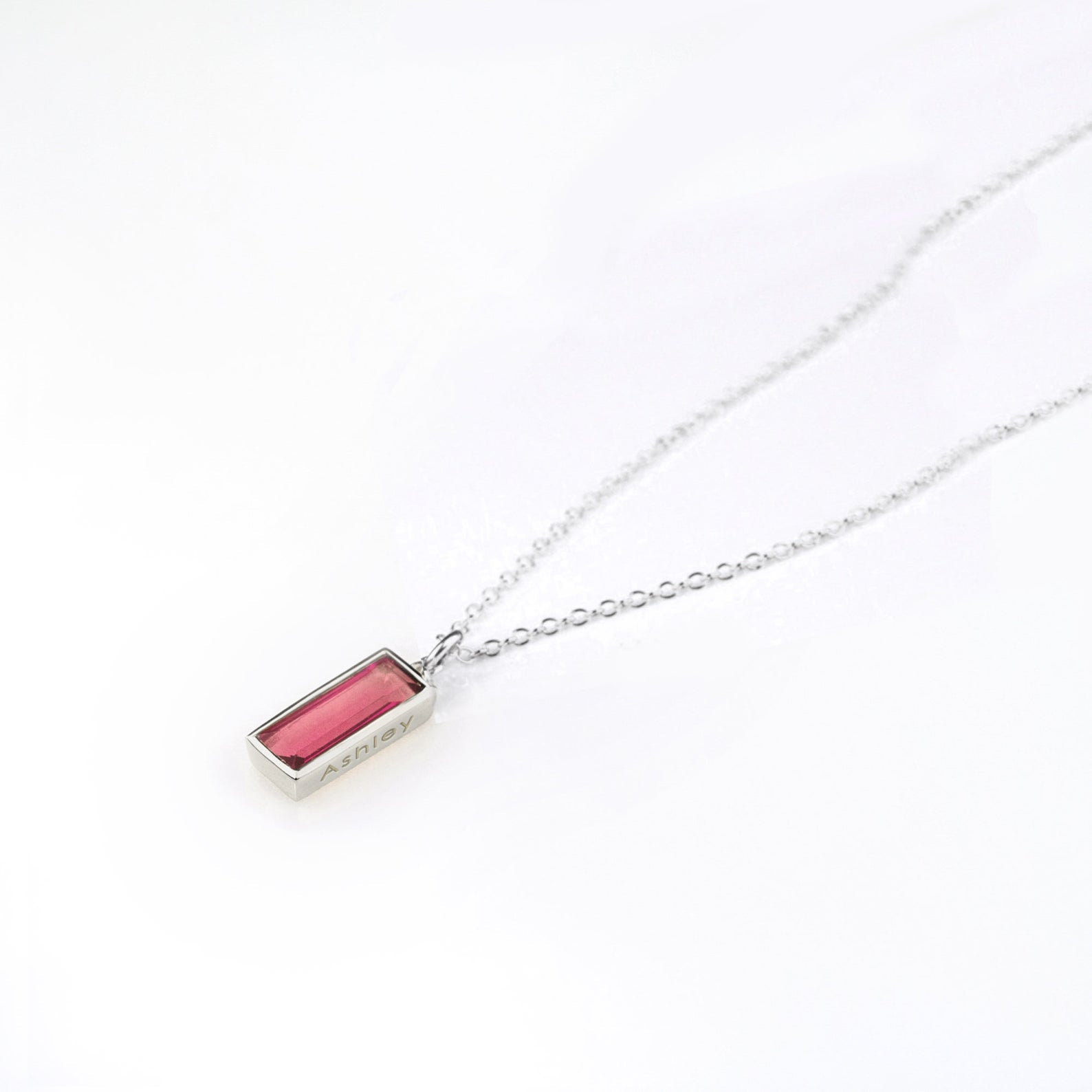 Ruby Vertical Bar Necklace : July Birthstone : Adira Series