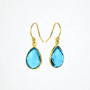 London Blue Topaz Small Teardrop Dangle Earrings - December Birthstone