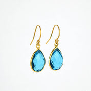 London Blue Topaz Small Teardrop Dangle Earrings - December Birthstone