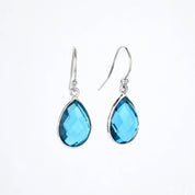 London Blue Topaz Small Teardrop Dangle Earrings - December Birthstone