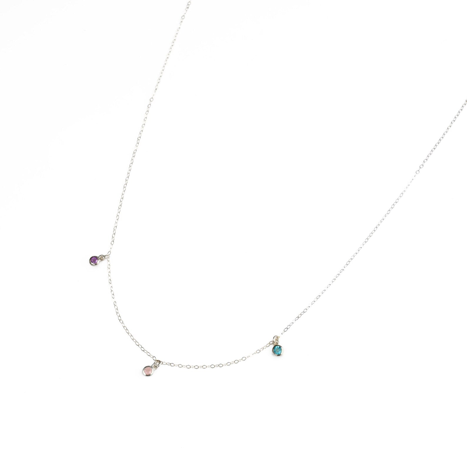 Minimalistic Dangling Birthstones Necklace