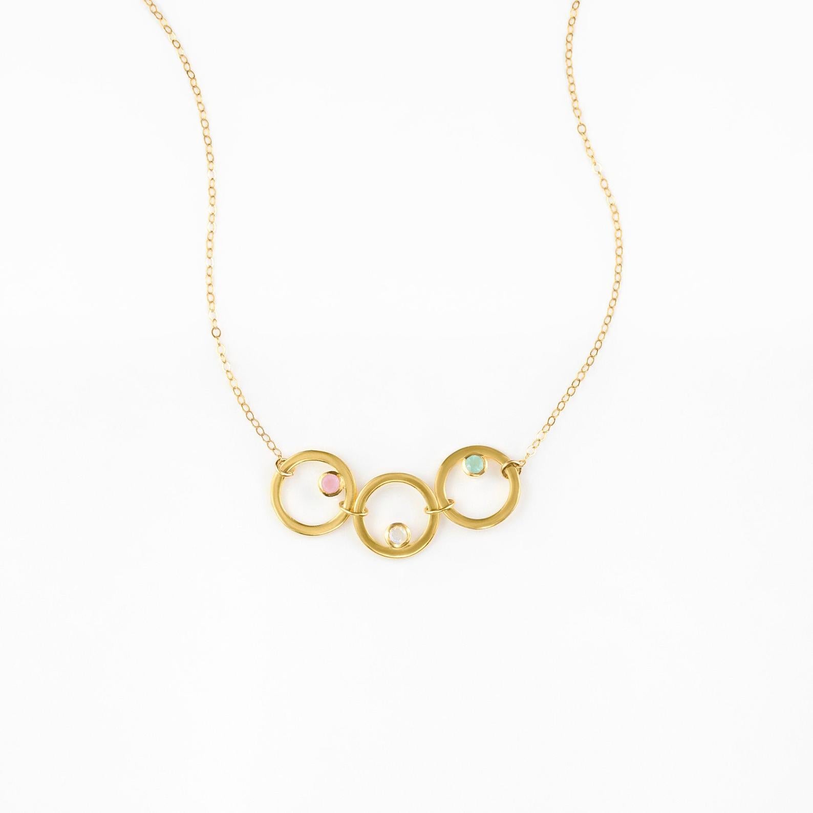 Eden Series Custom Birthstone Minimalist Circle Pendant Necklace