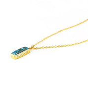 Copper Turquoise Vertical Bar Necklace : December Birthstone : Adira Series