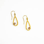 Minimalist Open Teardrop Earring Customized Bezel Set Birthstones