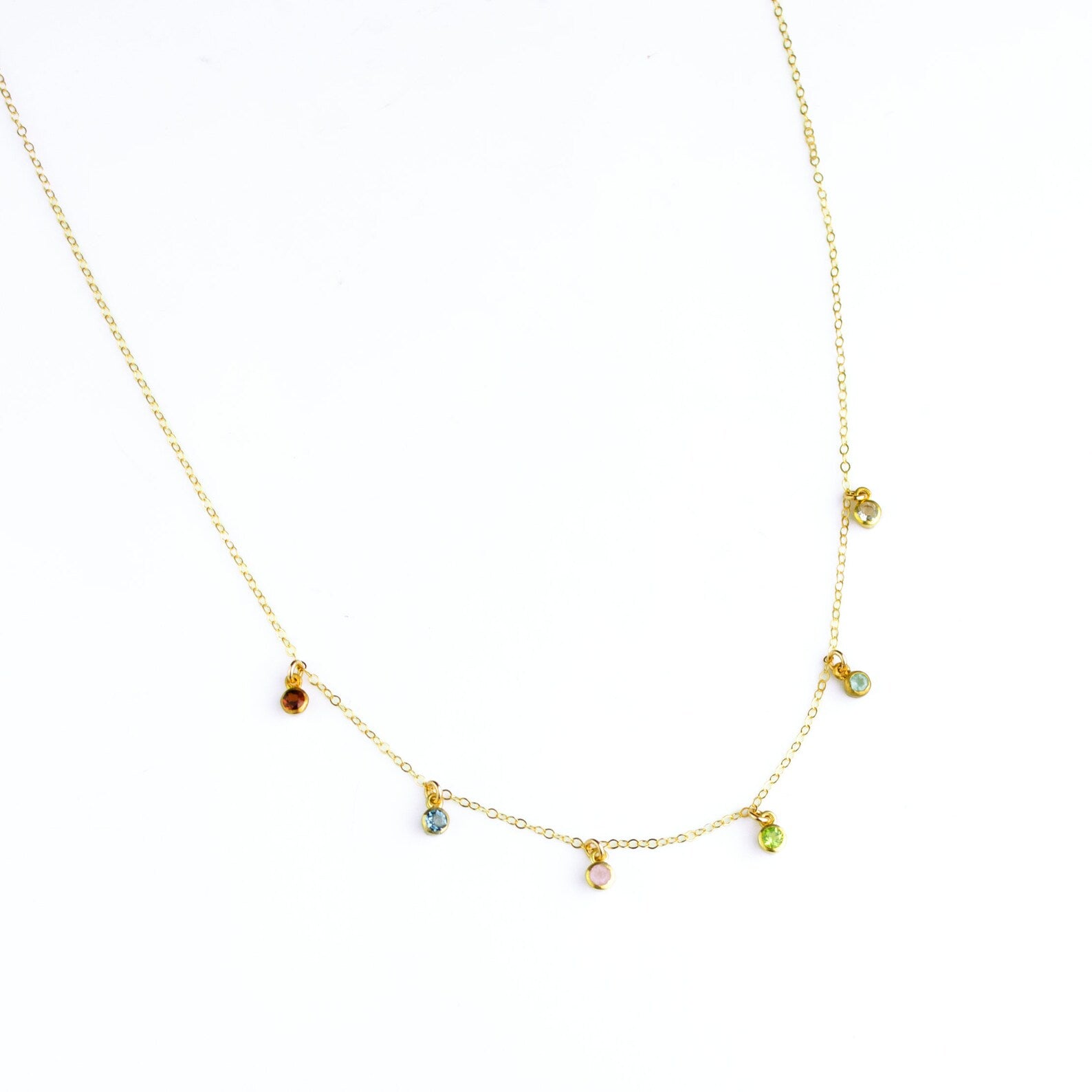 Minimalistic Dangling Birthstones Necklace