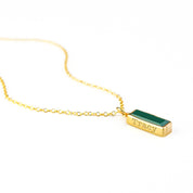 Green Onyx Vertical Bar Necklace : May Birthstone : Adira Series