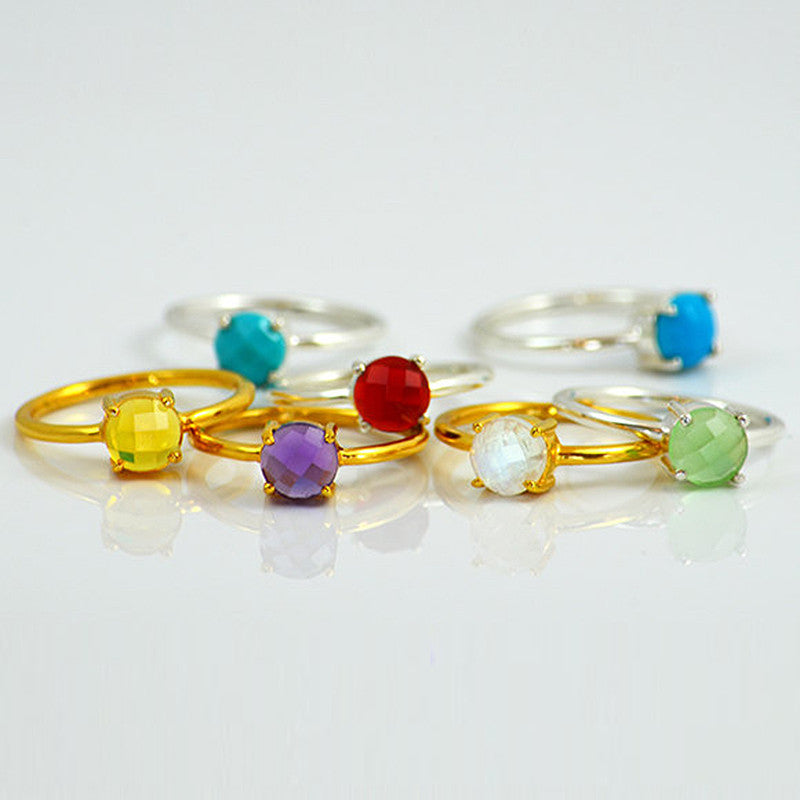 Stackable Birthstone Ring, Prong Set Gemstone Ring