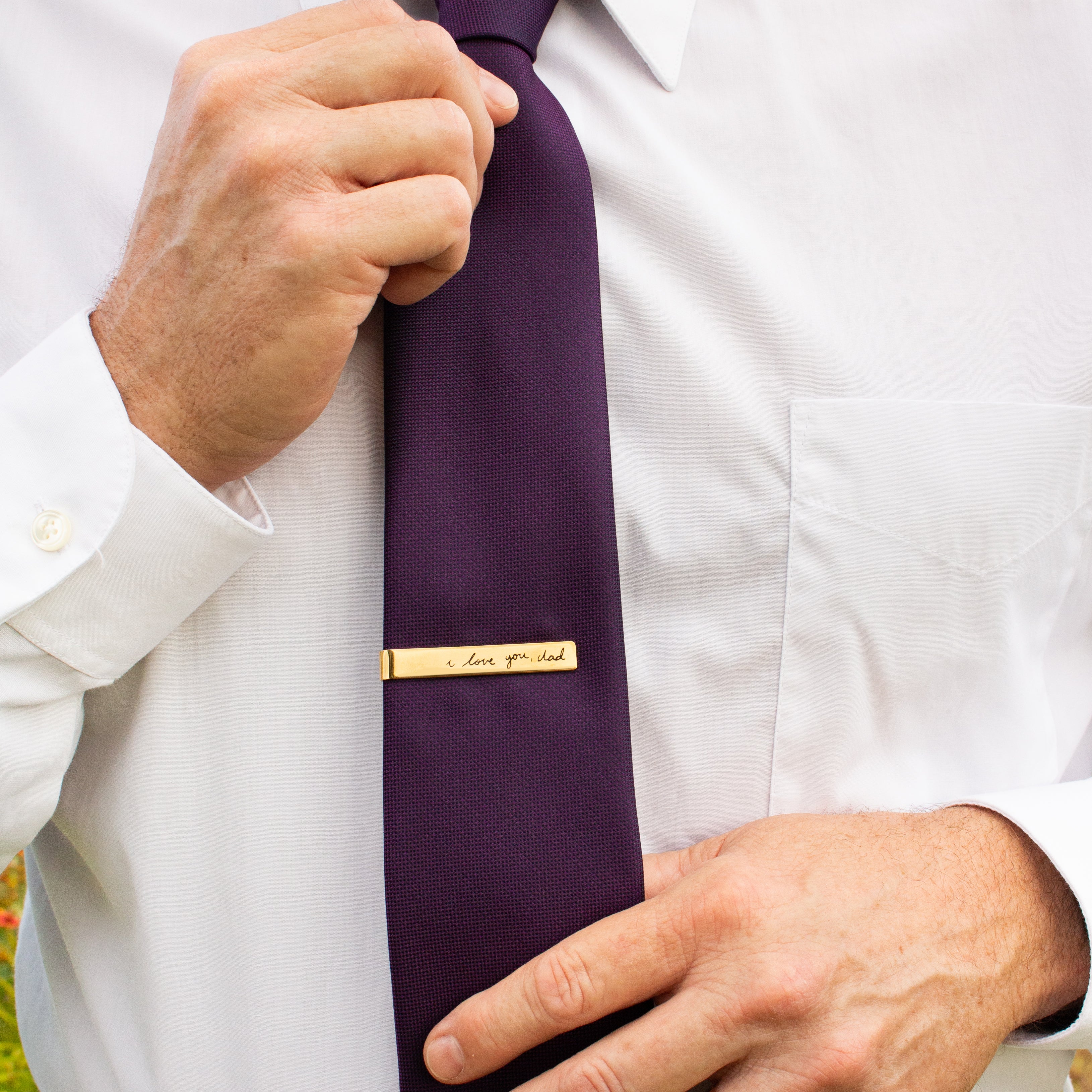 Custom Engraved Tie Clip, Photograph of Handwriting or Text