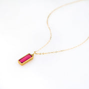 Ruby Vertical Bar Necklace : July Birthstone : Adira Series