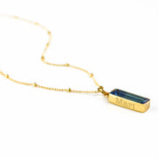 Kyanite Vertical Bar Necklace : September Birthstone : Adira Series