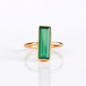 Rose gold Green onyx gemstone ring, bar style jewelry, handmade deep green onyx ring, minimalist onyx band, green onyx in gold, silver onyx ring, boho chic, artisanal gemstone ring, stacking green onyx jewelry, unique onyx ring, green onyx accessory