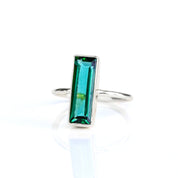 Green tourmaline ring, bar style gemstone jewelry, handcrafted vibrant green tourmaline, minimalist ring, green tourmaline in gold, silver band, boho chic jewelry, artisanal gemstone ring, stacking tourmaline jewelry, unique green tourmaline ring, elegant ring