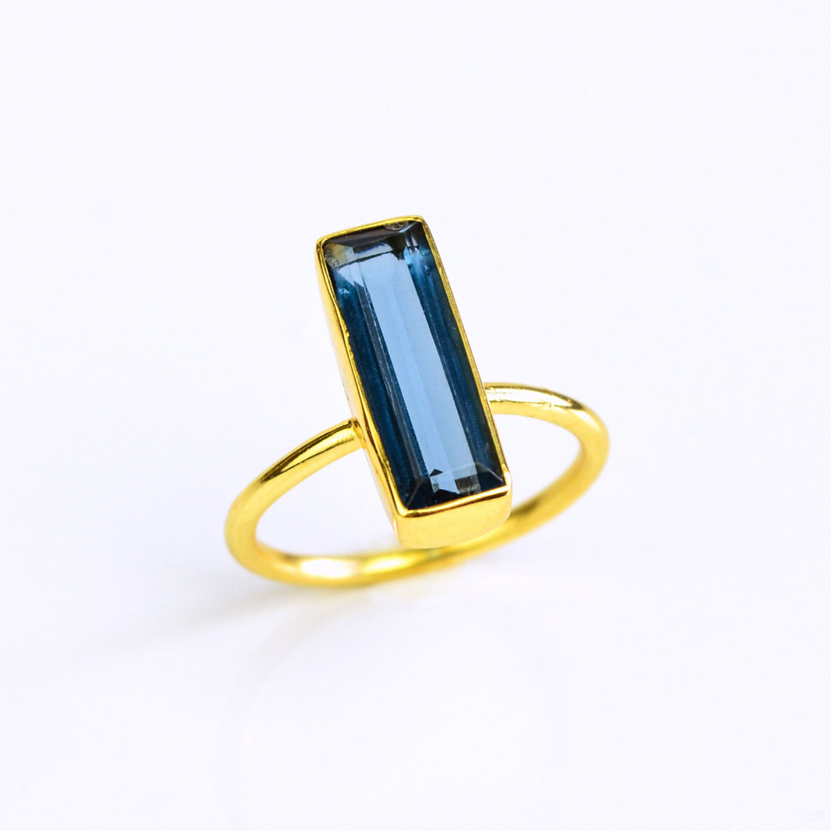 Blue Kyanite Quartz ring, September birthstone jewelry, deep navy blue gemstone, minimalist gemstone ring, Kyanite in silver, gold Kyanite ring, rose gold birthstone ring, Adira Series, unique Kyanite jewelry, bezel-set Kyanite ring, vertical gemstone ring