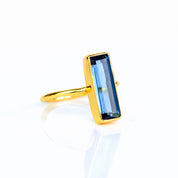 Kyanite Quartz bar ring, September birthstone piece, navy blue Kyanite jewelry, minimalist blue gemstone ring, silver Kyanite band, gold Kyanite ring, rose gold Kyanite, Adira Series, unique Kyanite jewelry, vertical bar ring, bezel-set gemstone