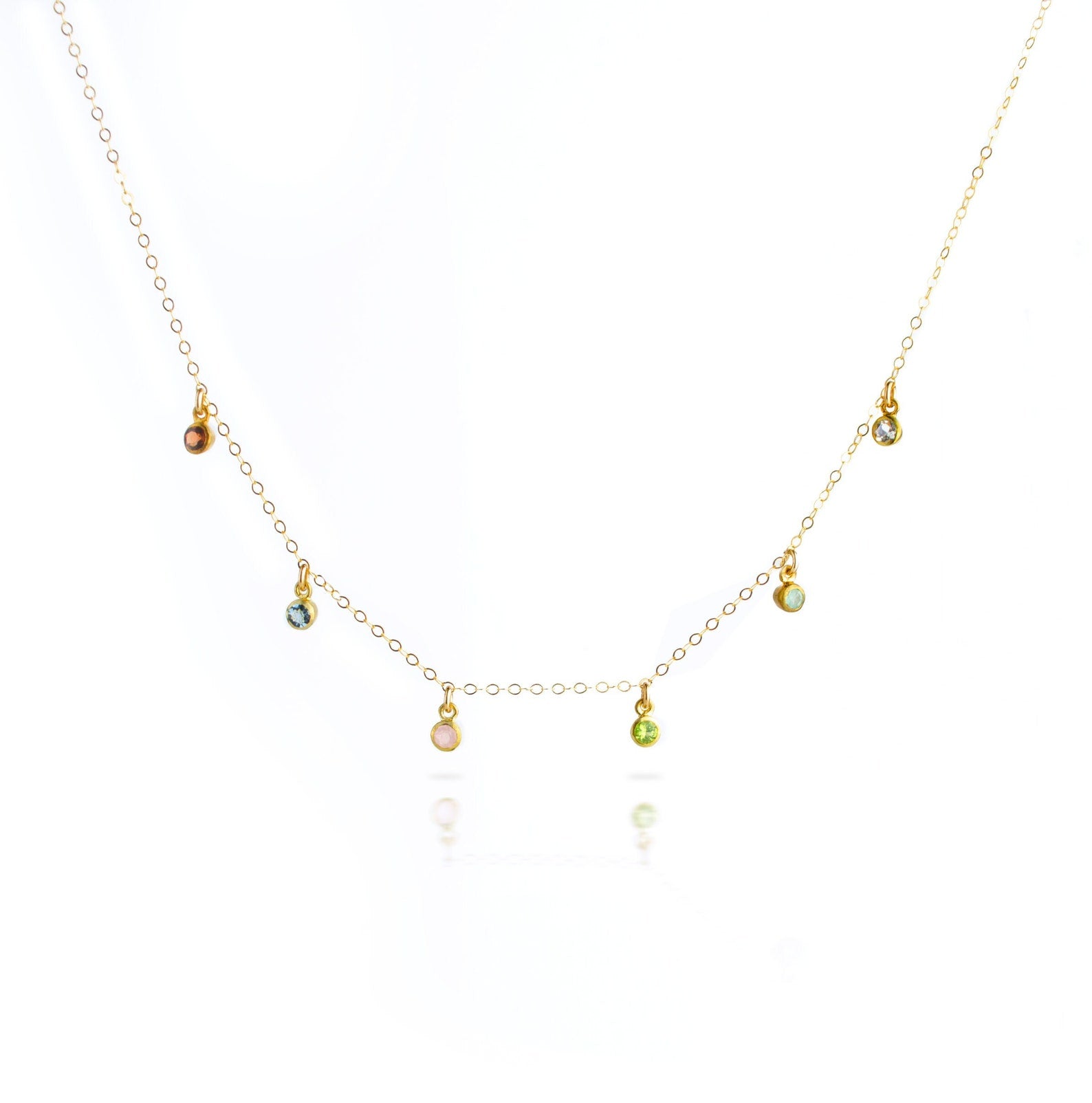 Minimalistic Dangling Birthstones Necklace