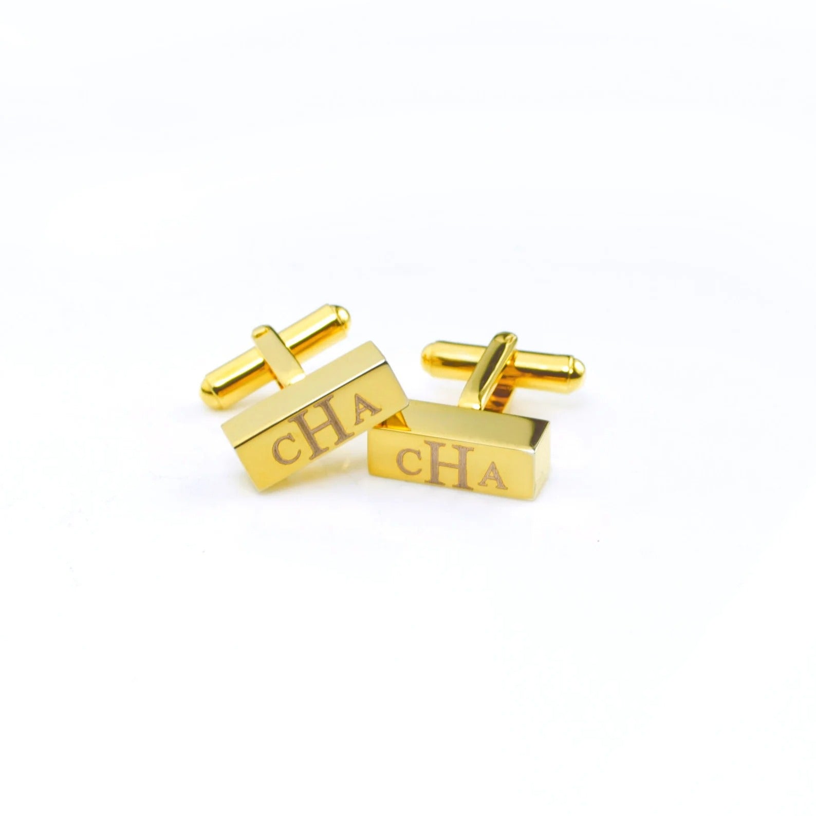 gold metal, engraved initials, dad gift