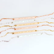 Morse code skinny bar necklace - Silver, Gold or Rose Gold Bar