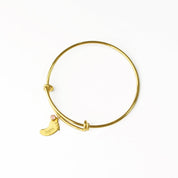 Footprint Charm Bangle with Engraved Kid's Names and Birthstones