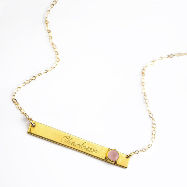 Custom Message Gold Necklace - Gold Filled Pendant - Text Engraving 18 inch (45 cm) / Two Sides