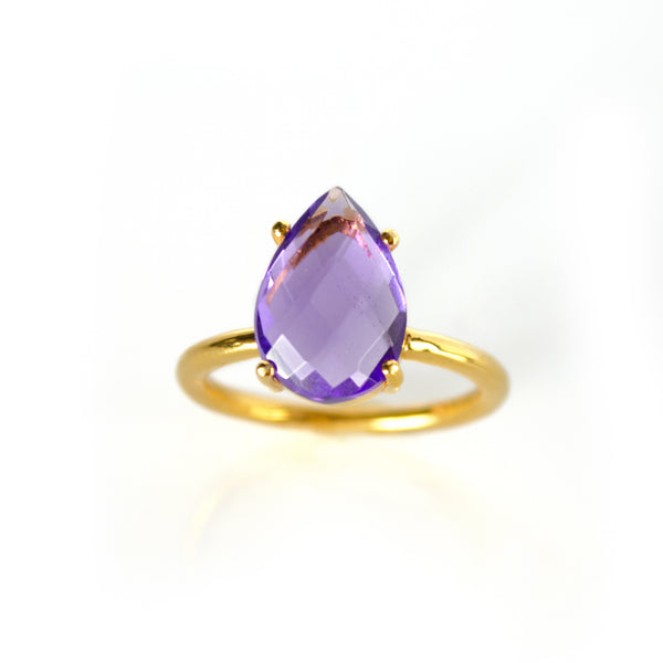 Purple Amethyst Teardrop Ring - February Birthstone - Danique