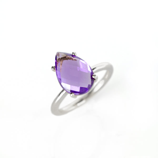 Purple Amethyst Teardrop Ring - February Birthstone - Danique